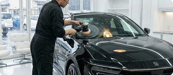 ウインドガラス撥水施工